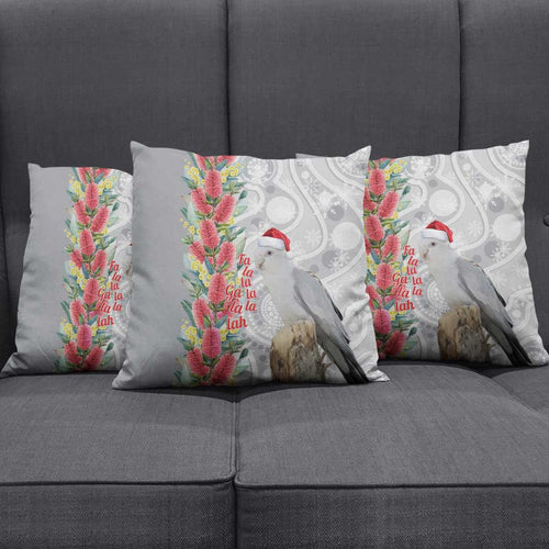 Blue Galah Mutation Christmas Australia Pillow Cover Falalalala Galalah Bottlebrush Grey Aboriginal Art - Aussie Hoodie