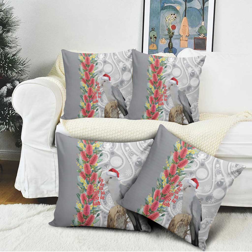 Blue Galah Mutation Christmas Australia Pillow Cover Falalalala Galalah Bottlebrush Grey Aboriginal Art - Aussie Hoodie