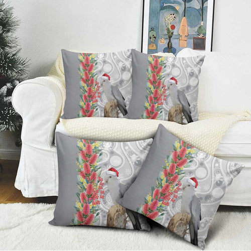 Blue Galah Mutation Christmas Australia Pillow Cover Falalalala Galalah Bottlebrush Grey Aboriginal Art - Aussie Hoodie