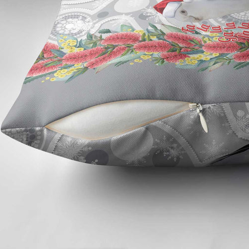 Blue Galah Mutation Christmas Australia Pillow Cover Falalalala Galalah Bottlebrush Grey Aboriginal Art - Aussie Hoodie
