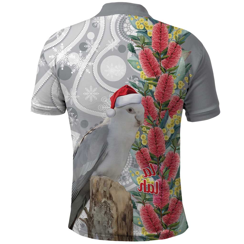 Blue Galah Mutation Christmas Australia Polo Shirt Falalalala Galalah Bottlebrush Grey Aboriginal Art - Aussie Hoodie