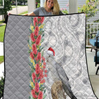 Blue Galah Mutation Christmas Australia Quilt Falalalala Galalah Bottlebrush Grey Aboriginal Art - Aussie Hoodie