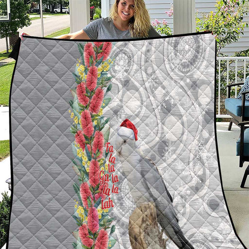 Blue Galah Mutation Christmas Australia Quilt Falalalala Galalah Bottlebrush Grey Aboriginal Art - Aussie Hoodie
