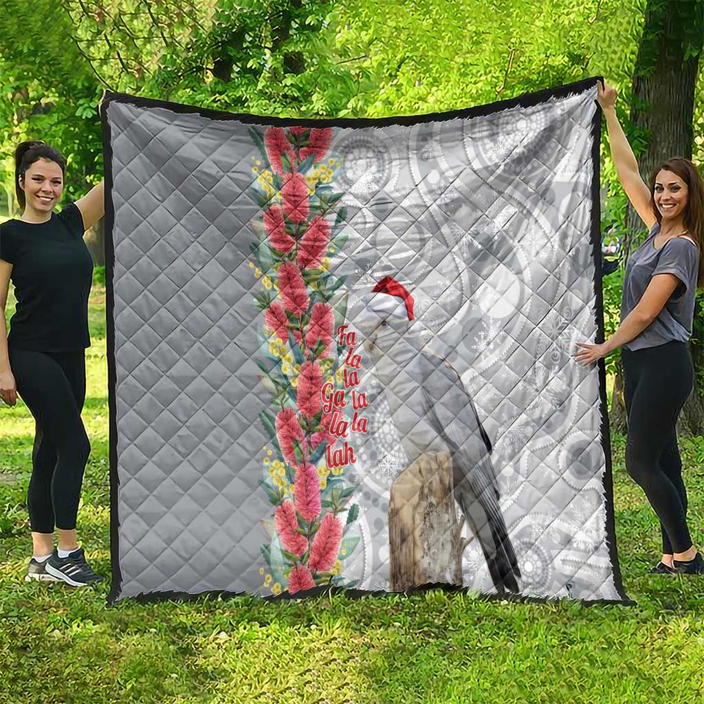 Blue Galah Mutation Christmas Australia Quilt Falalalala Galalah Bottlebrush Grey Aboriginal Art - Aussie Hoodie