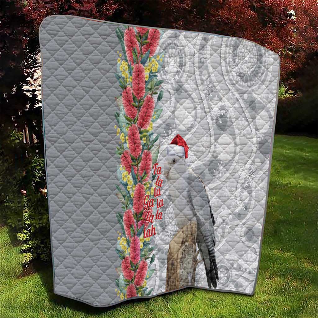 Blue Galah Mutation Christmas Australia Quilt Falalalala Galalah Bottlebrush Grey Aboriginal Art - Aussie Hoodie