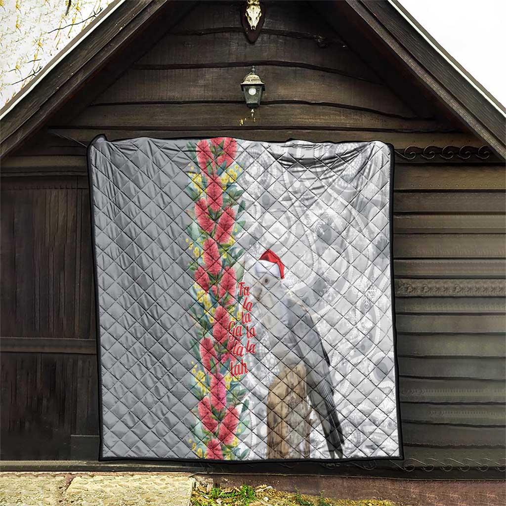 Blue Galah Mutation Christmas Australia Quilt Falalalala Galalah Bottlebrush Grey Aboriginal Art - Aussie Hoodie