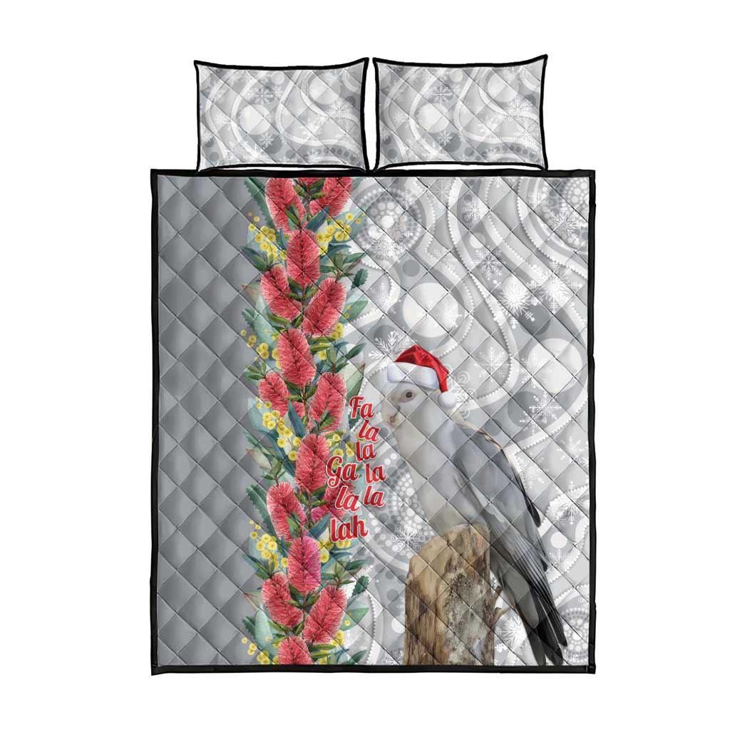 Blue Galah Mutation Christmas Australia Quilt Bed Set Falalalala Galalah Bottlebrush Grey Aboriginal Art - Aussie Hoodie