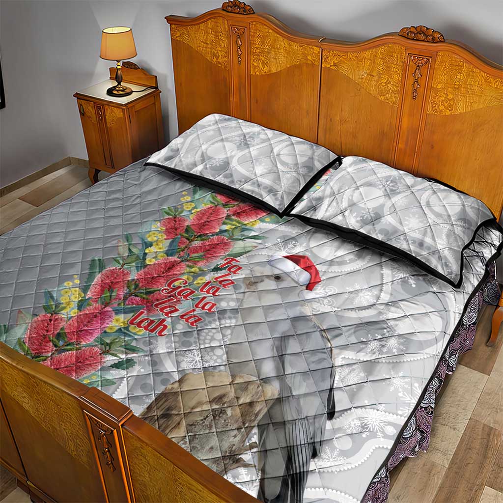 Blue Galah Mutation Christmas Australia Quilt Bed Set Falalalala Galalah Bottlebrush Grey Aboriginal Art - Aussie Hoodie