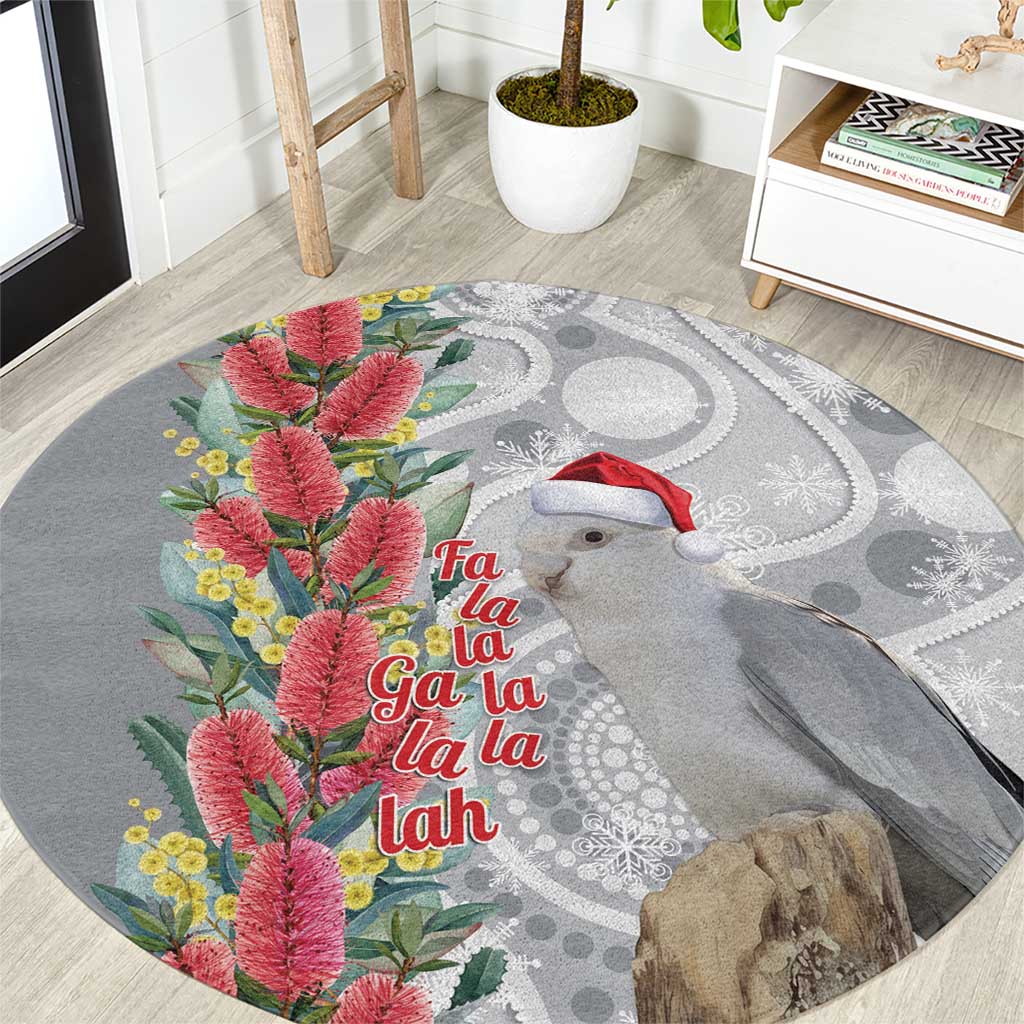 Blue Galah Mutation Christmas Australia Round Carpet Falalalala Galalah Bottlebrush Grey Aboriginal Art - Aussie Hoodie