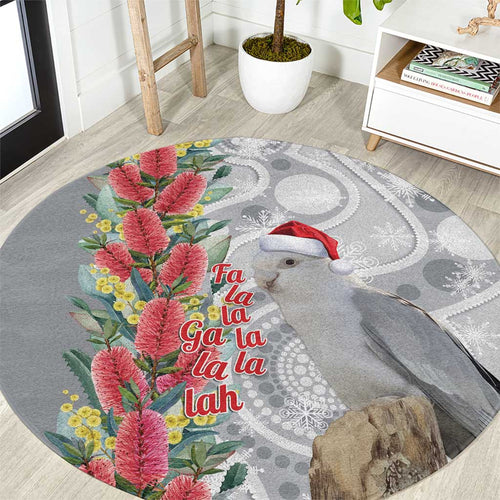 Blue Galah Mutation Christmas Australia Round Carpet Falalalala Galalah Bottlebrush Grey Aboriginal Art - Aussie Hoodie