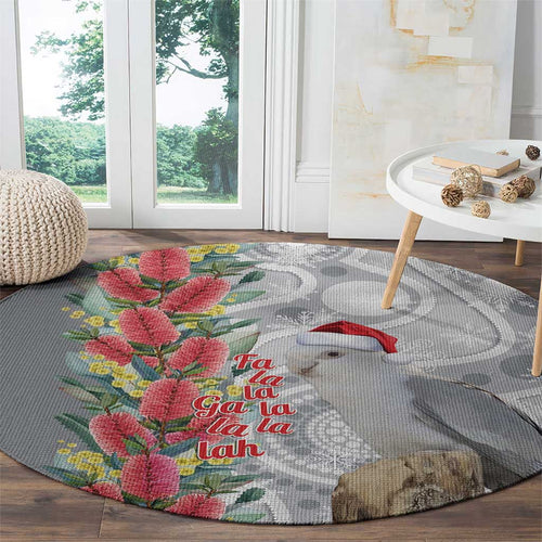 Blue Galah Mutation Christmas Australia Round Carpet Falalalala Galalah Bottlebrush Grey Aboriginal Art - Aussie Hoodie