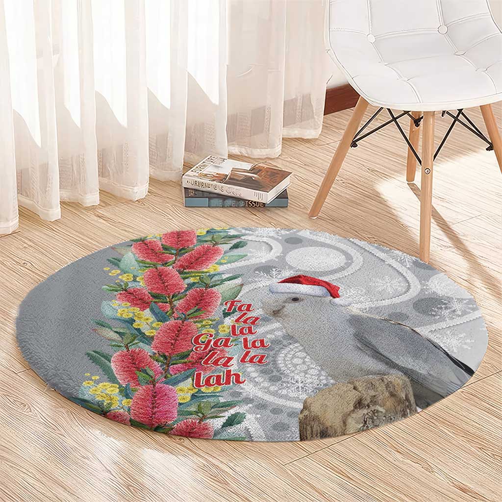 Blue Galah Mutation Christmas Australia Round Carpet Falalalala Galalah Bottlebrush Grey Aboriginal Art - Aussie Hoodie