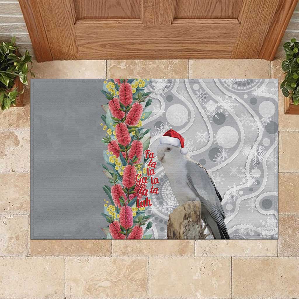 Blue Galah Mutation Christmas Australia Rubber Doormat Falalalala Galalah Bottlebrush Grey Aboriginal Art - Aussie Hoodie