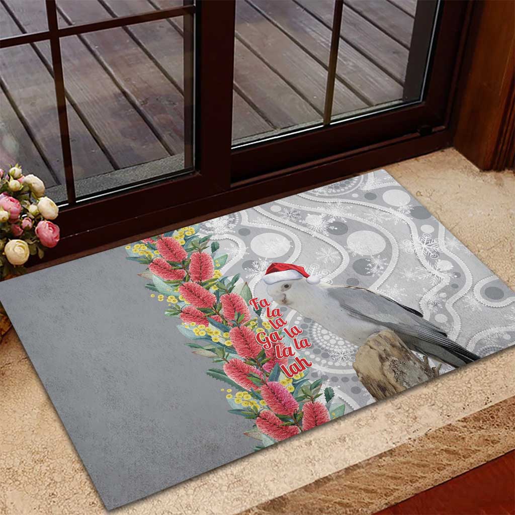 Blue Galah Mutation Christmas Australia Rubber Doormat Falalalala Galalah Bottlebrush Grey Aboriginal Art - Aussie Hoodie