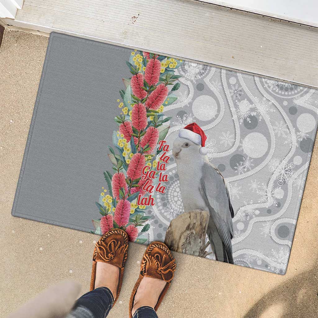 Blue Galah Mutation Christmas Australia Rubber Doormat Falalalala Galalah Bottlebrush Grey Aboriginal Art - Aussie Hoodie