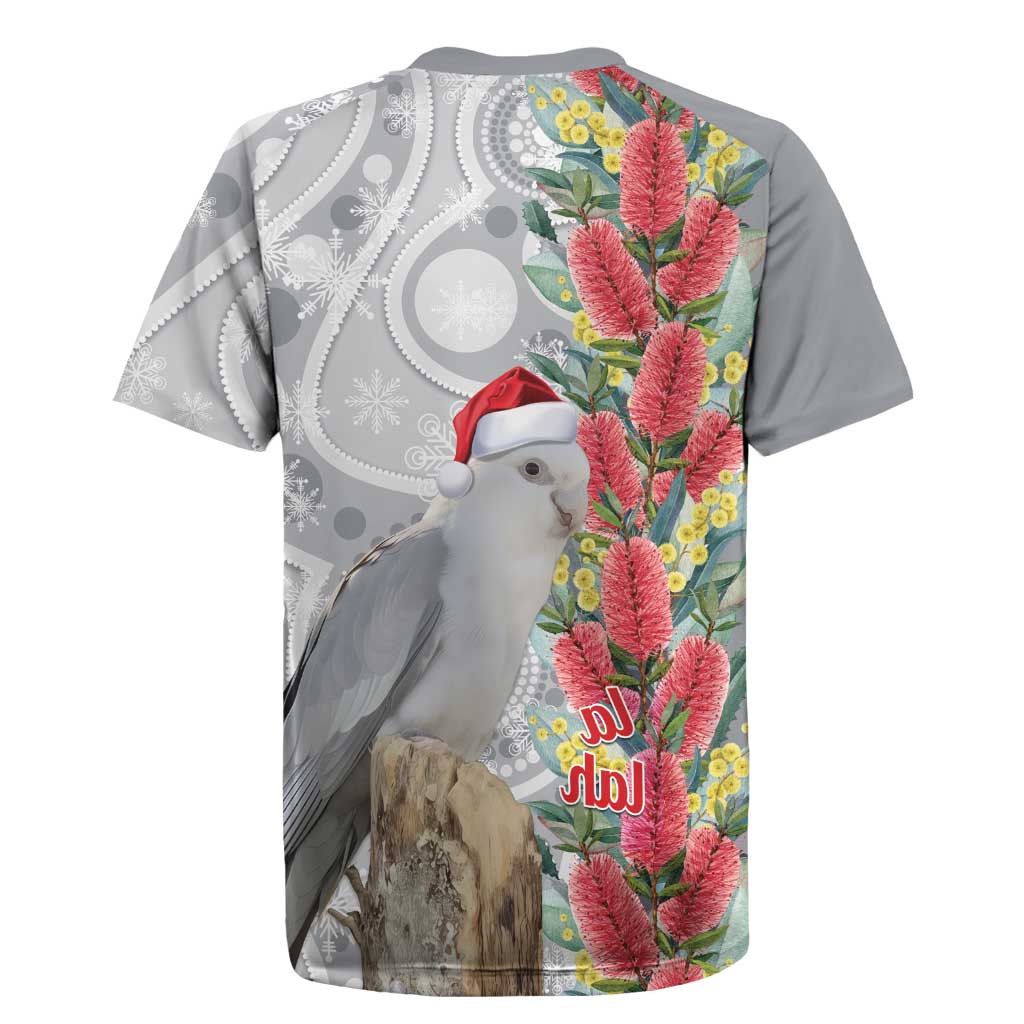 Blue Galah Mutation Christmas Australia Rugby Jersey Falalalala Galalah Bottlebrush Grey Aboriginal Art - Aussie Hoodie