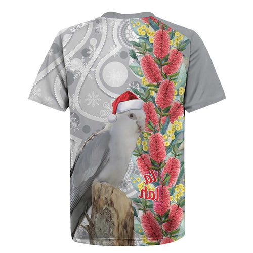 Blue Galah Mutation Christmas Australia Rugby Jersey Falalalala Galalah Bottlebrush Grey Aboriginal Art - Aussie Hoodie
