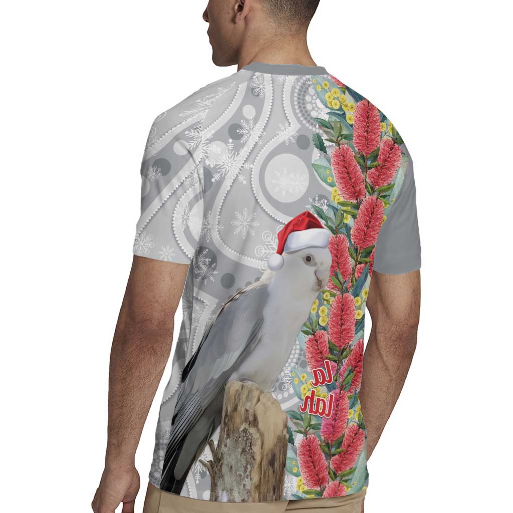 Blue Galah Mutation Christmas Australia Rugby Jersey Falalalala Galalah Bottlebrush Grey Aboriginal Art - Aussie Hoodie