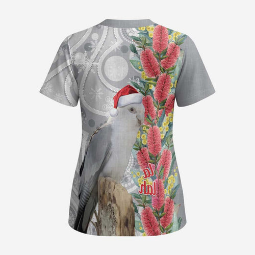 Blue Galah Mutation Christmas Australia Scrub Top Falalalala Galalah Bottlebrush Grey Aboriginal Art - Aussie Hoodie