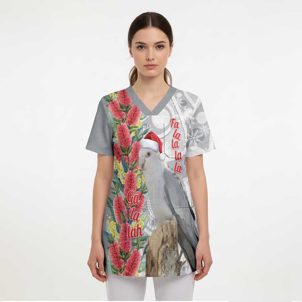 Blue Galah Mutation Christmas Australia Scrub Top Falalalala Galalah Bottlebrush Grey Aboriginal Art - Aussie Hoodie