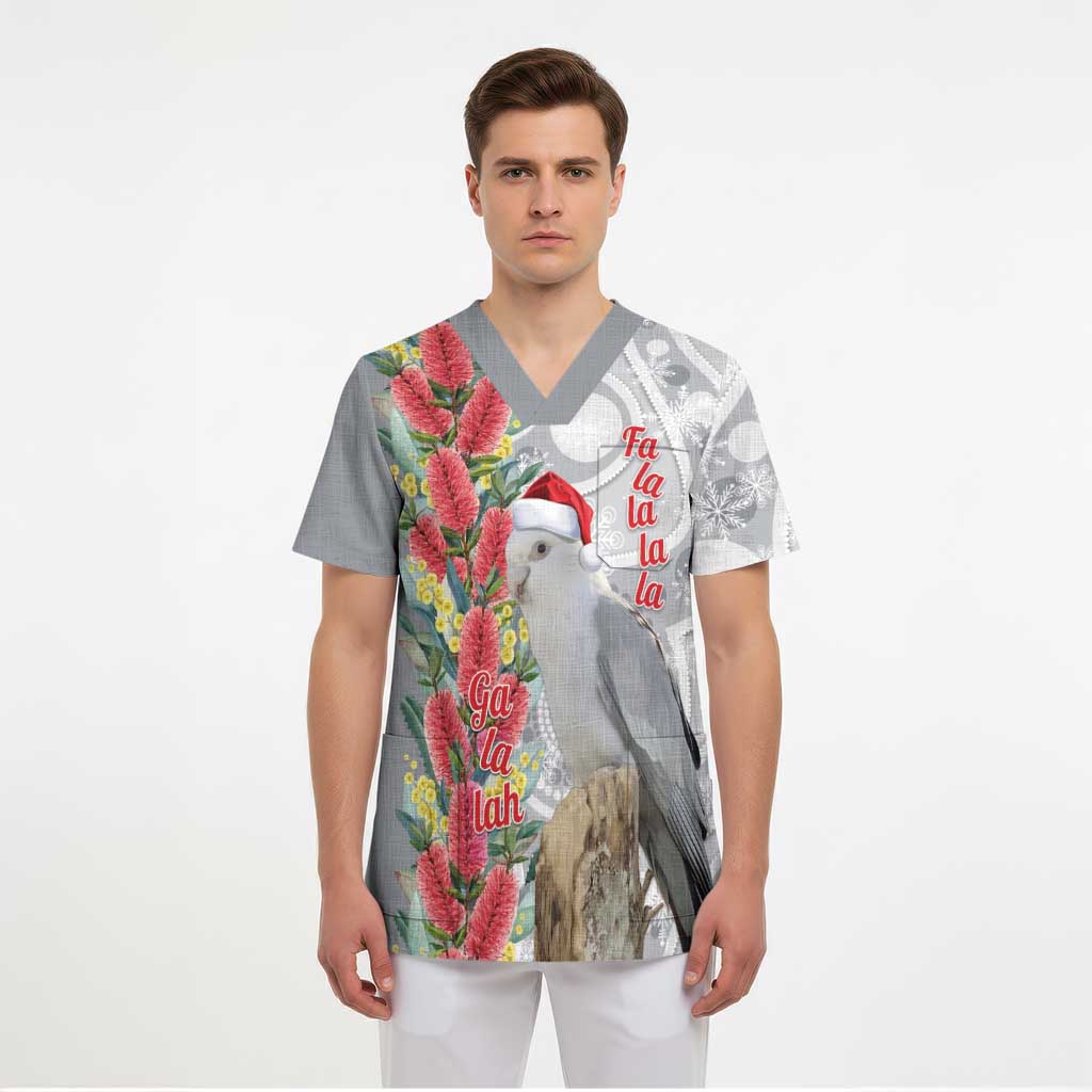 Blue Galah Mutation Christmas Australia Scrub Top Falalalala Galalah Bottlebrush Grey Aboriginal Art - Aussie Hoodie