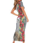 Blue Galah Mutation Christmas Australia Short Sleeve Bodycon Dress Falalalala Galalah Bottlebrush Grey Aboriginal Art - Aussie Hoodie