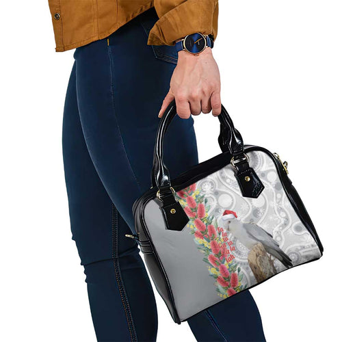 Blue Galah Mutation Christmas Australia Shoulder Handbag Falalalala Galalah Bottlebrush Grey Aboriginal Art - Aussie Hoodie