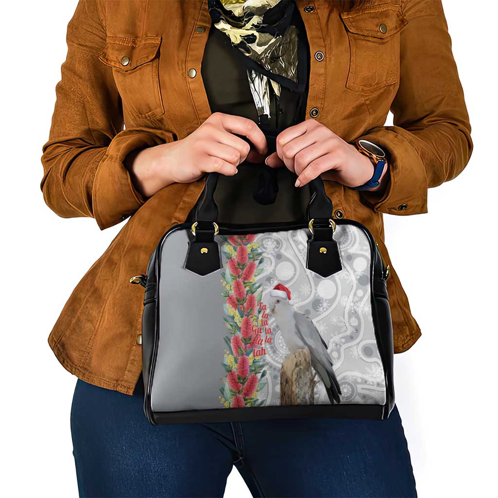 Blue Galah Mutation Christmas Australia Shoulder Handbag Falalalala Galalah Bottlebrush Grey Aboriginal Art - Aussie Hoodie