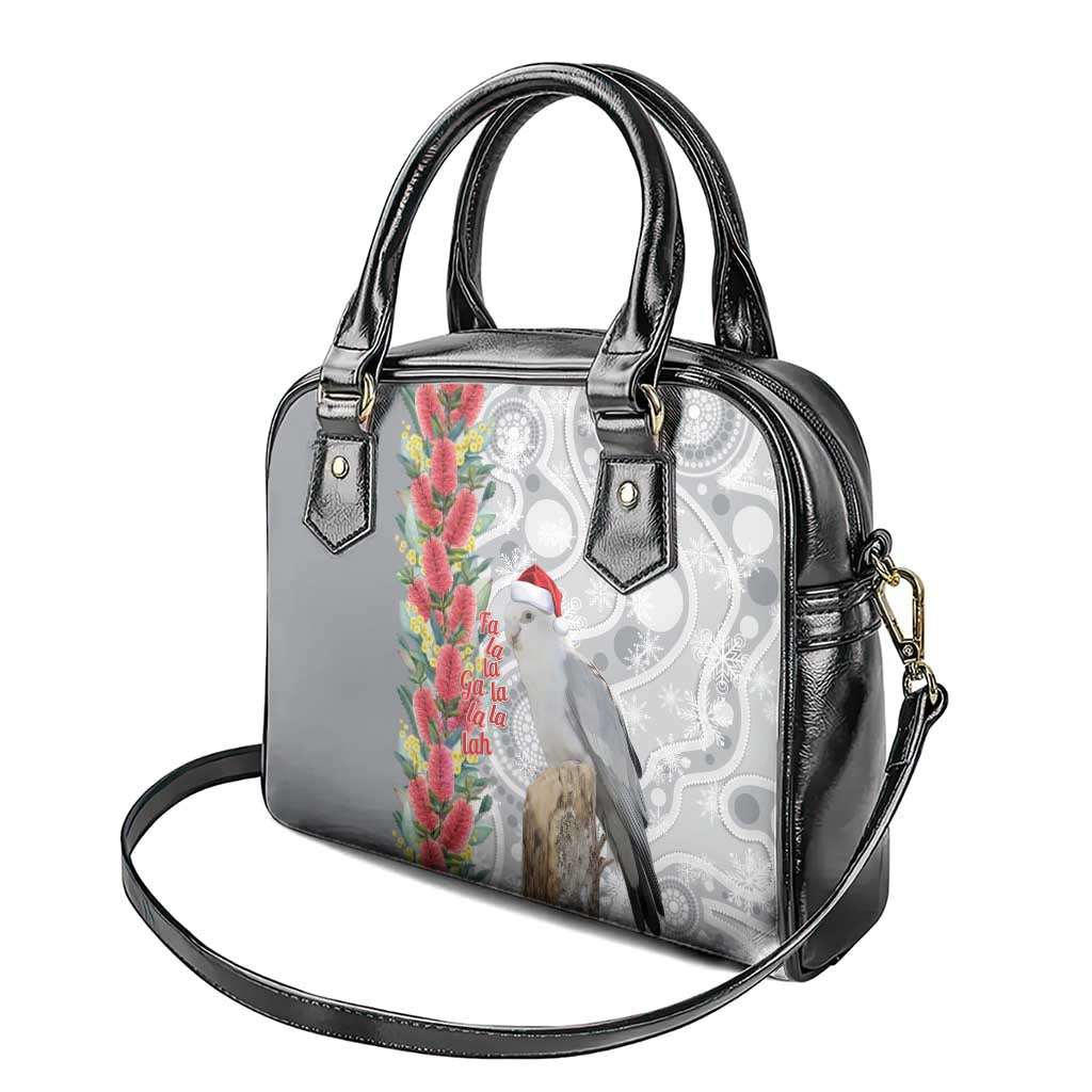 Blue Galah Mutation Christmas Australia Shoulder Handbag Falalalala Galalah Bottlebrush Grey Aboriginal Art - Aussie Hoodie