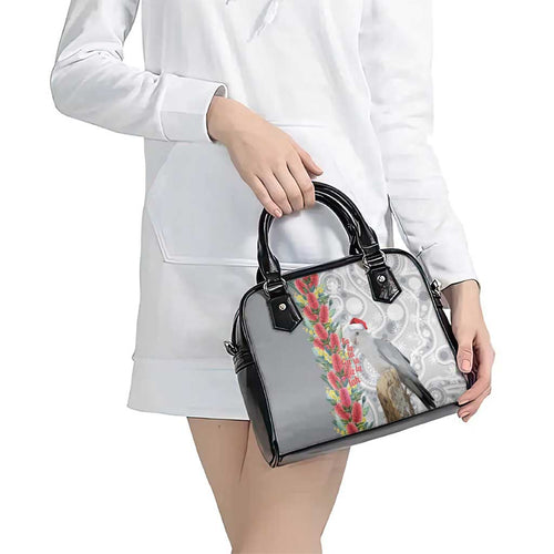 Blue Galah Mutation Christmas Australia Shoulder Handbag Falalalala Galalah Bottlebrush Grey Aboriginal Art - Aussie Hoodie