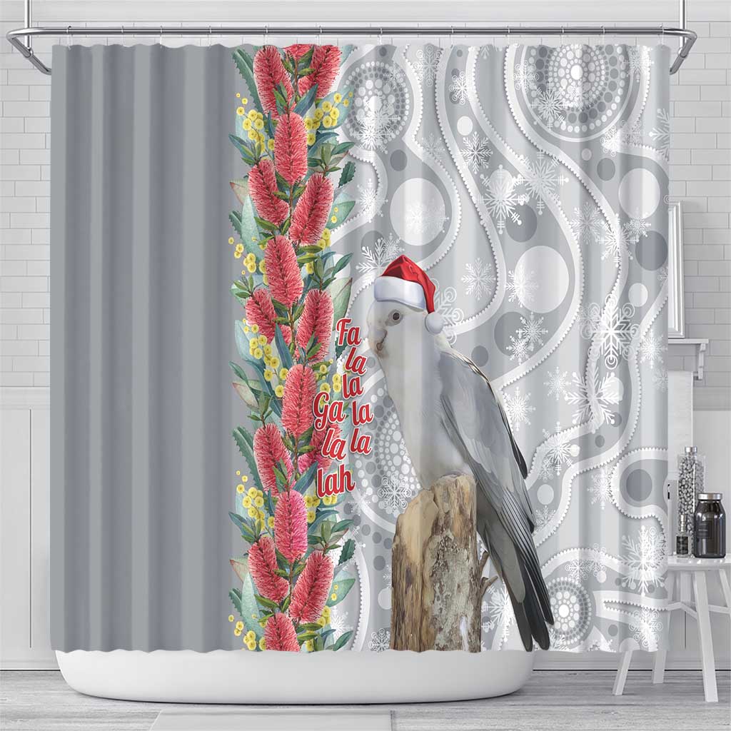 Blue Galah Mutation Christmas Australia Shower Curtain Falalalala Galalah Bottlebrush Grey Aboriginal Art - Aussie Hoodie
