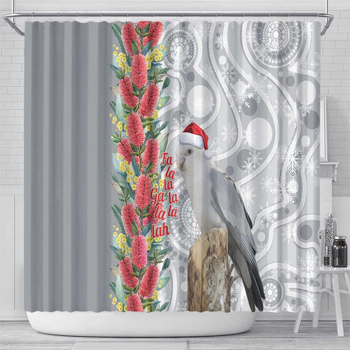 Blue Galah Mutation Christmas Australia Shower Curtain Falalalala Galalah Bottlebrush Grey Aboriginal Art - Aussie Hoodie