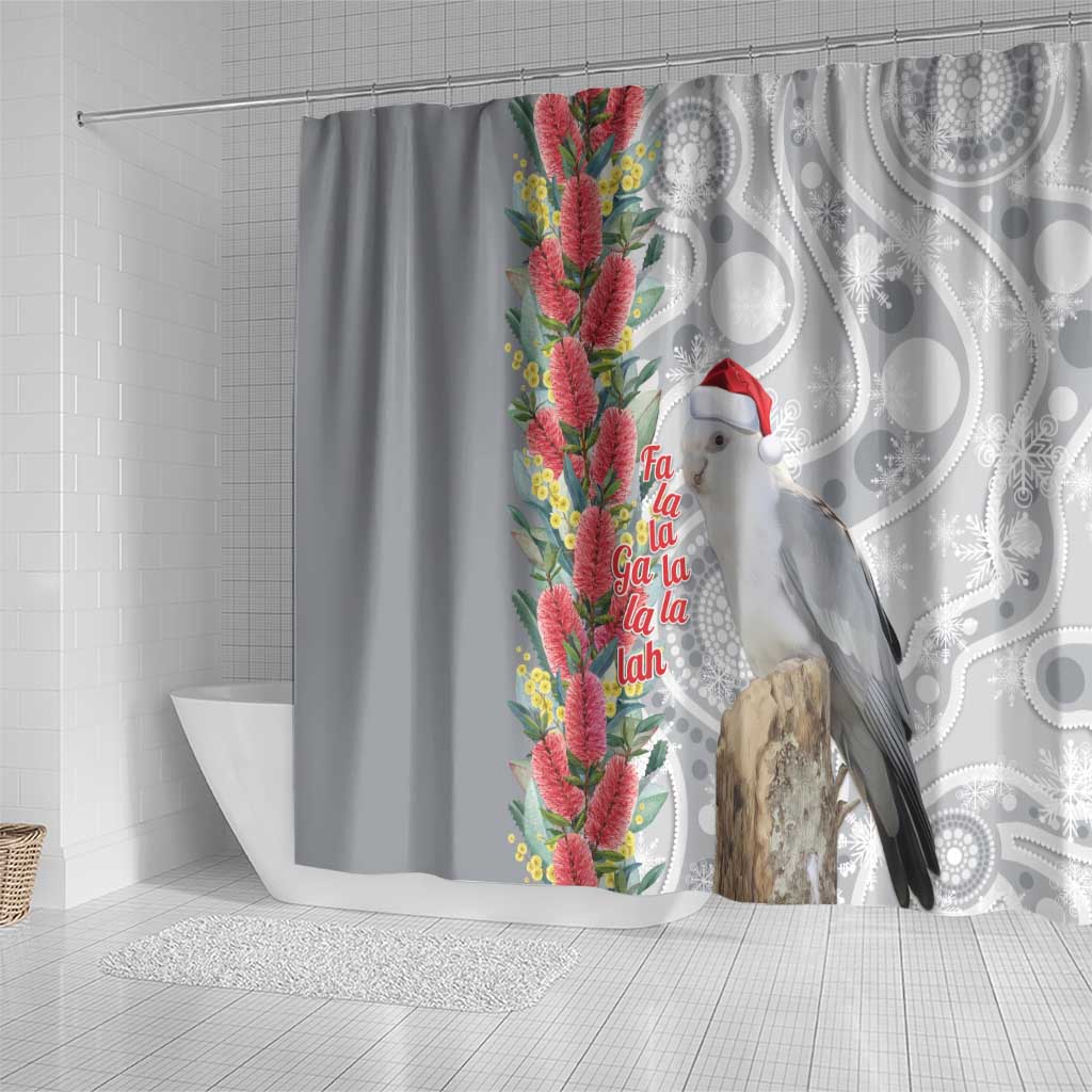 Blue Galah Mutation Christmas Australia Shower Curtain Falalalala Galalah Bottlebrush Grey Aboriginal Art - Aussie Hoodie