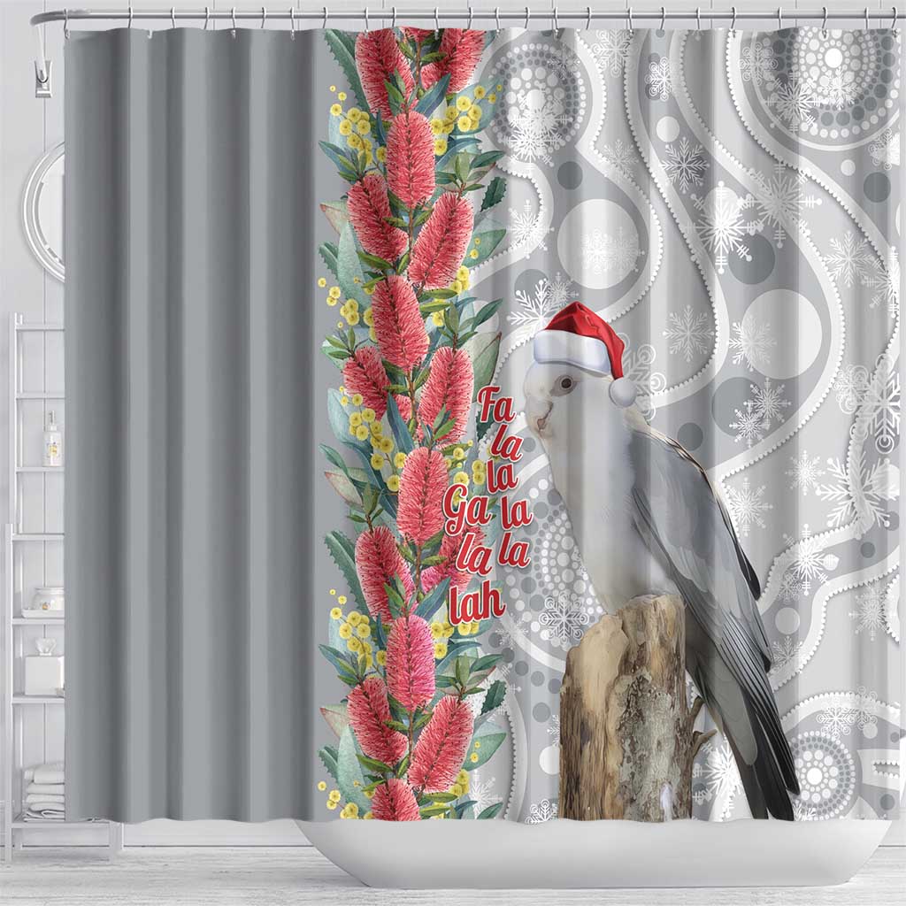 Blue Galah Mutation Christmas Australia Shower Curtain Falalalala Galalah Bottlebrush Grey Aboriginal Art - Aussie Hoodie