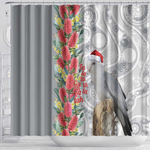 Blue Galah Mutation Christmas Australia Shower Curtain Falalalala Galalah Bottlebrush Grey Aboriginal Art - Aussie Hoodie