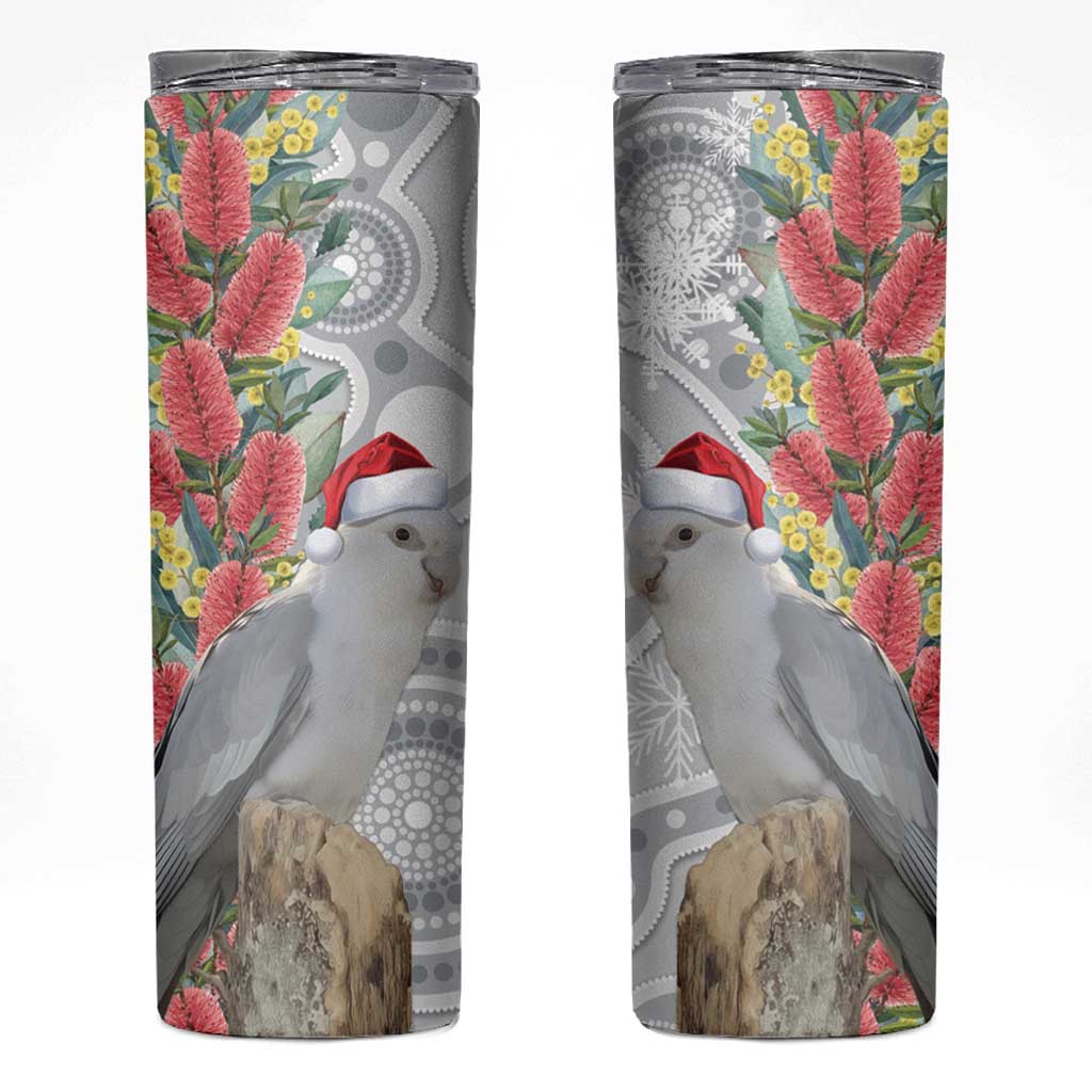 Blue Galah Mutation Christmas Australia Skinny Tumbler Falalalala Galalah Bottlebrush Grey Aboriginal Art - Aussie Hoodie