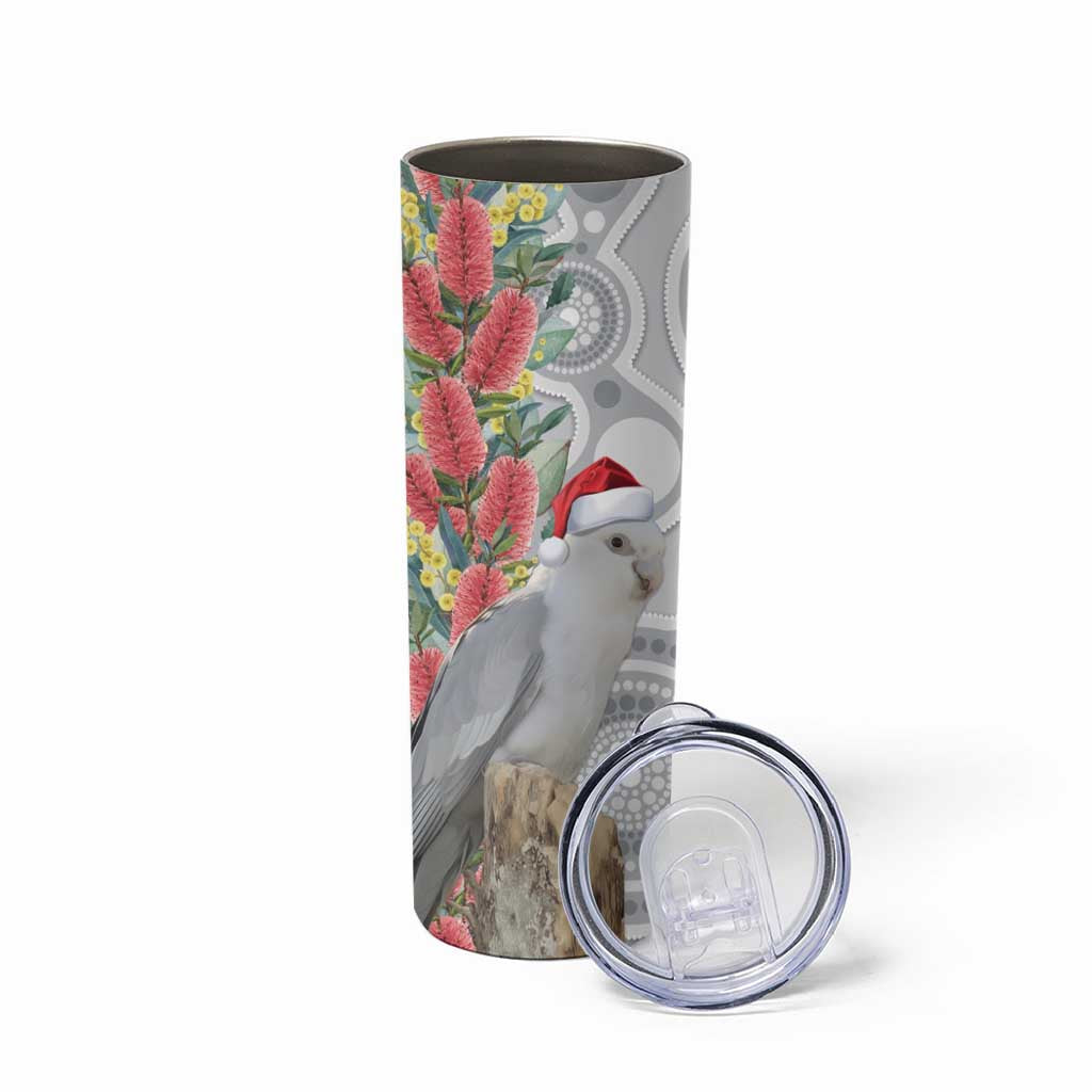Blue Galah Mutation Christmas Australia Skinny Tumbler Falalalala Galalah Bottlebrush Grey Aboriginal Art - Aussie Hoodie