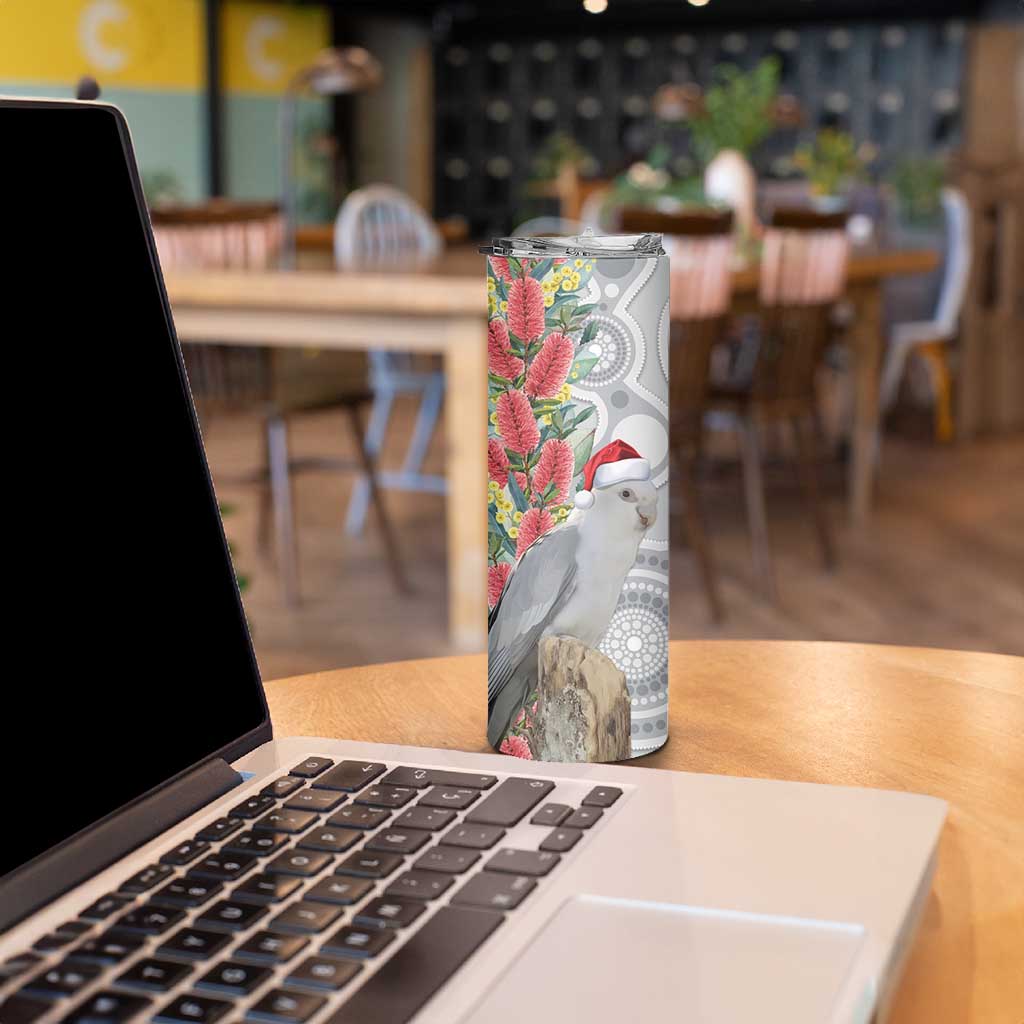 Blue Galah Mutation Christmas Australia Skinny Tumbler Falalalala Galalah Bottlebrush Grey Aboriginal Art - Aussie Hoodie