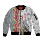 Blue Galah Mutation Christmas Australia Sleeve Zip Bomber Jacket Falalalala Galalah Bottlebrush Grey Aboriginal Art - Aussie Hoodie