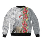 Blue Galah Mutation Christmas Australia Sleeve Zip Bomber Jacket Falalalala Galalah Bottlebrush Grey Aboriginal Art - Aussie Hoodie