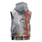 Blue Galah Mutation Christmas Australia Sleeveless Hoodie Falalalala Galalah Bottlebrush Grey Aboriginal Art - Aussie Hoodie