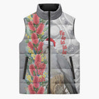 Blue Galah Mutation Christmas Australia Sleeveless Puffer Jacket Falalalala Galalah Bottlebrush Grey Aboriginal Art - Aussie Hoodie