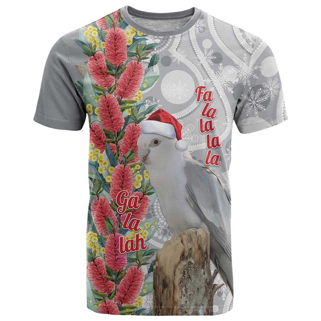 Blue Galah Mutation Christmas Australia T Shirt Falalalala Galalah Bottlebrush Grey Aboriginal Art - Aussie Hoodie