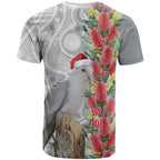 Blue Galah Mutation Christmas Australia T Shirt Falalalala Galalah Bottlebrush Grey Aboriginal Art - Aussie Hoodie