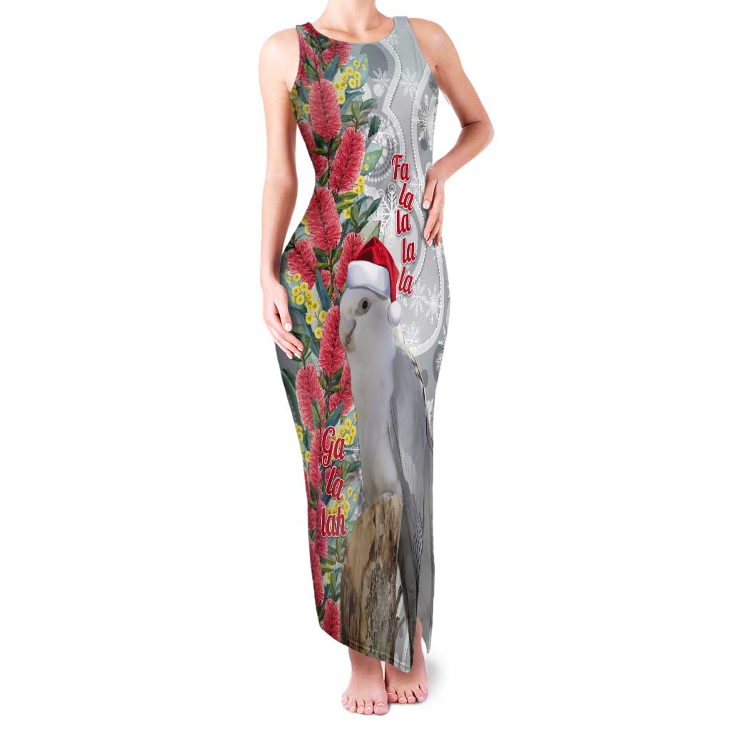 Blue Galah Mutation Christmas Australia Tank Maxi Dress Falalalala Galalah Bottlebrush Grey Aboriginal Art - Aussie Hoodie