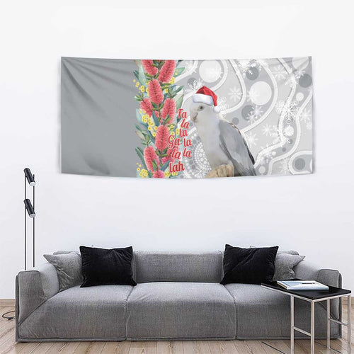 Blue Galah Mutation Christmas Australia Tapestry Falalalala Galalah Bottlebrush Grey Aboriginal Art - Aussie Hoodie