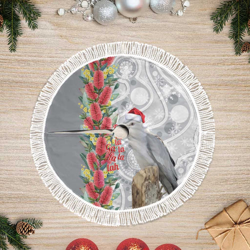 Blue Galah Mutation Christmas Australia Tree Skirt Falalalala Galalah Bottlebrush Grey Aboriginal Art - Aussie Hoodie