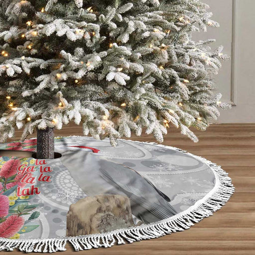 Blue Galah Mutation Christmas Australia Tree Skirt Falalalala Galalah Bottlebrush Grey Aboriginal Art - Aussie Hoodie