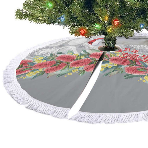 Blue Galah Mutation Christmas Australia Tree Skirt Falalalala Galalah Bottlebrush Grey Aboriginal Art - Aussie Hoodie