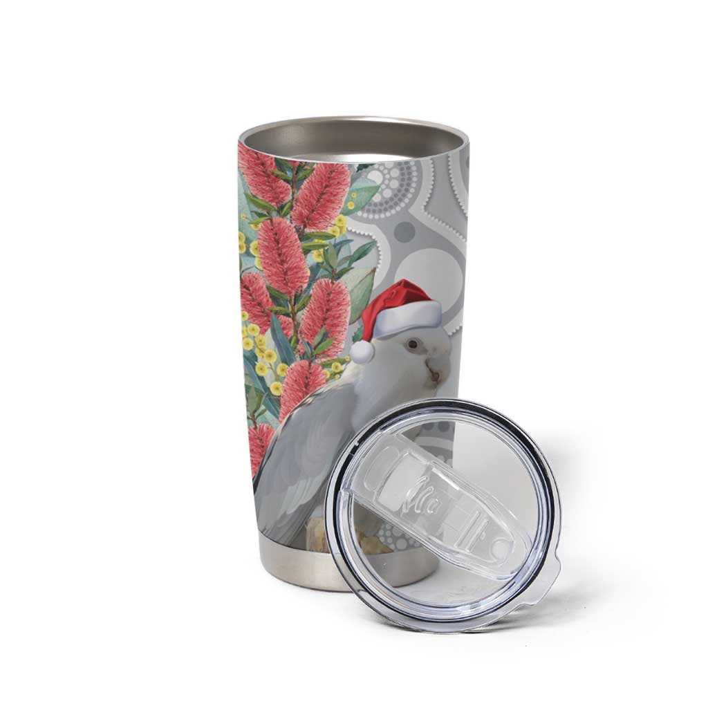 Blue Galah Mutation Christmas Australia Tumbler Cup Falalalala Galalah Bottlebrush Grey Aboriginal Art - Aussie Hoodie